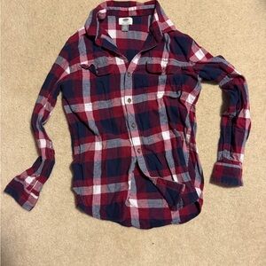 Old Navy Red and Blue Plaid Kids Button Down Shirt